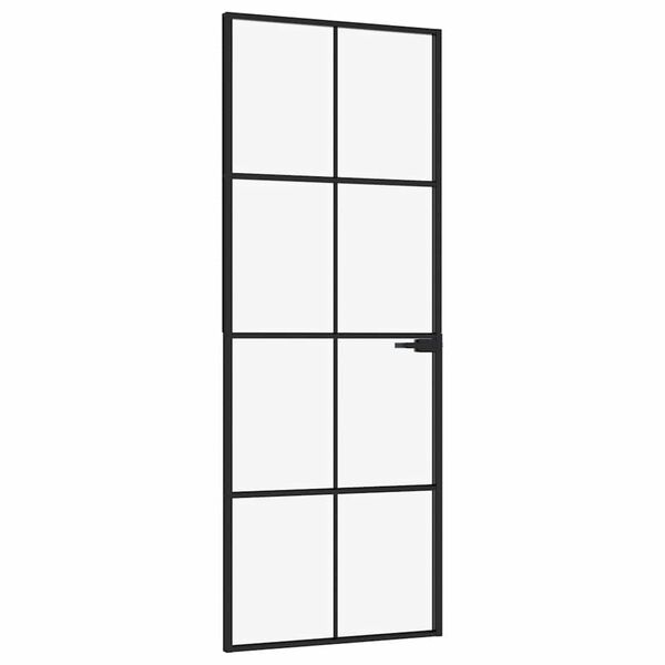 vidaXL Porta Interna Nera 76x201,5cm Vetro Temperato Alluminio Sottile