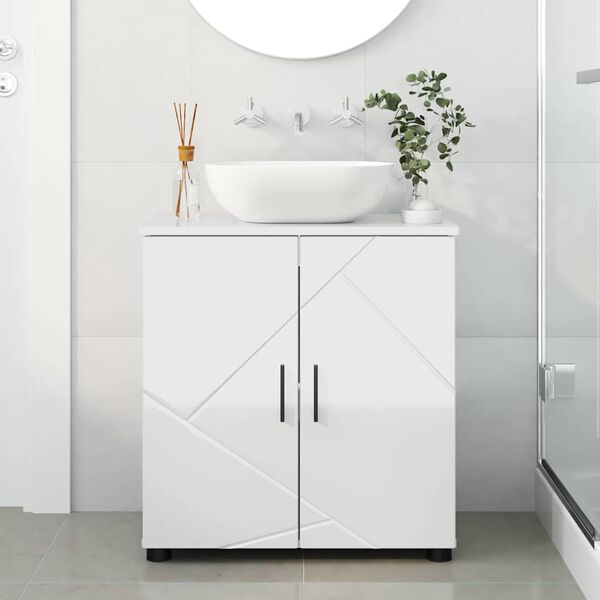 vidaXL Mobile da Bagno con archiviazione Bianco Lucido 61 x 35 x 64 cm