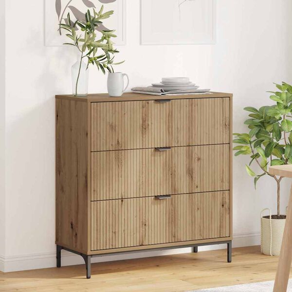 vidaXL Credenza Rovere artigianale 79,5 x 33 x 82 cm Legno multistrato