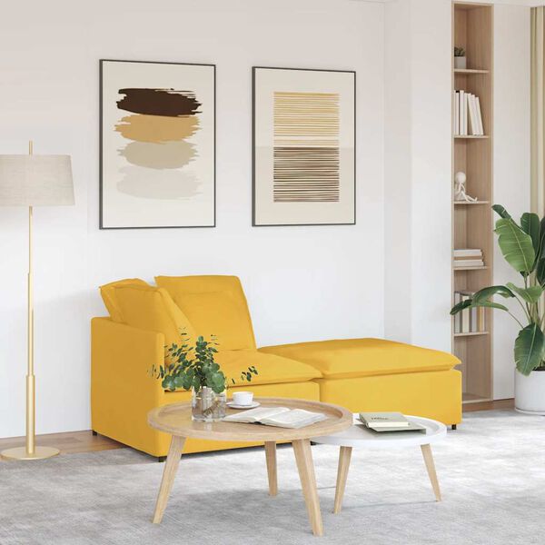 vidaXL Divano Modulare con Poggiapiedi e Cuscini Giallo Chiaro