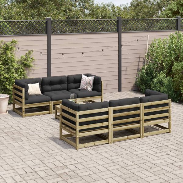 vidaXL Set Divani da Giardino 7pz con Cuscini Legno Impregnato di Pino