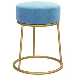 vidaXL Sgabello Rotondo Azzurro in Velluto