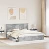 vidaXL Letto con Contenitore con testiera Grigio cemento 200 x 200 cm