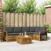 vidaXL Set divani 6 pcs Naturale e Antracite Legno di Acacia Massello