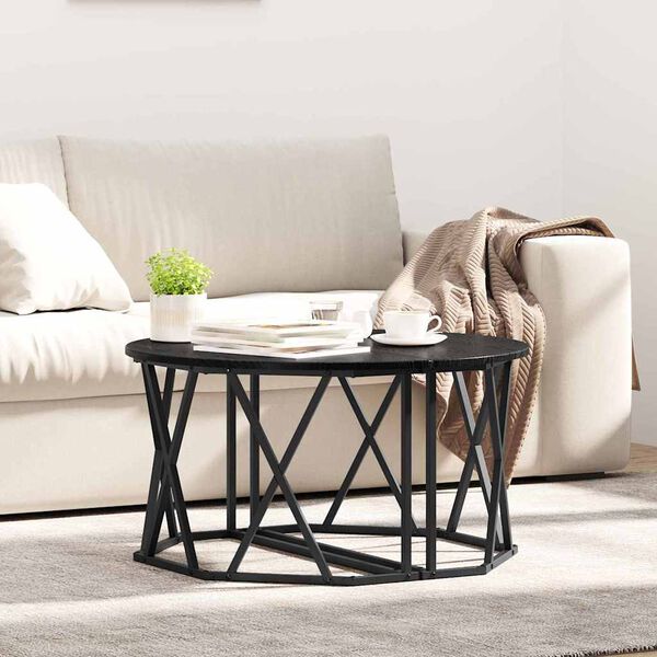 vidaXL Tavolino da salotto Rovere Nero 80 x 80 x 42 cm