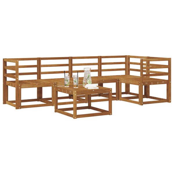 vidaXL Set di divani da esterno 6 pcs Grigio Naturale e Chiaro