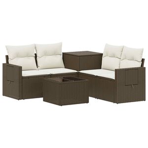 vidaXL Set di divani 6 pz Marrone e Bianco Crema