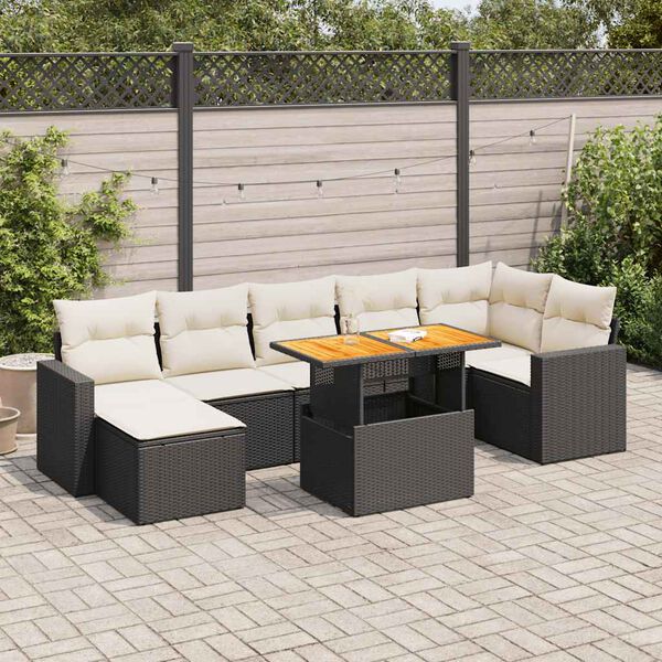 vidaXL Set Divani da Giardino con Cuscini 8 pz Nero in Polyrattan