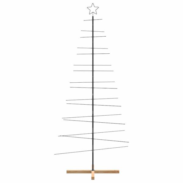 vidaXL Albero di Natale in Metallo con Base in Legno Nero 210 cm