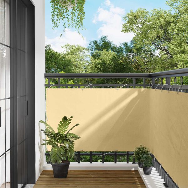 vidaXL Schermo da balcone Sabbia 100 x 400 cm Tessuto Oxford