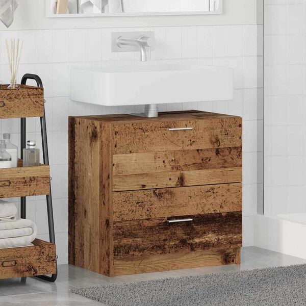 vidaXL Mobile da Bagno Legno vecchio 59 x 37 x 59 cm Legno multistrato