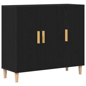 vidaXL Credenza Rovere Nero 90 x 34 x 80 cm Legno multistrato