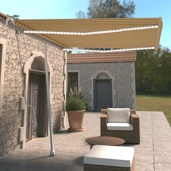 vidaXL Tenda Automatica con Sensore Vento LED 300x250 cm Gialla Bianca