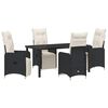 vidaXL Set da Pranzo per Giardino con cuscino 5 pcs Nero polyrattan