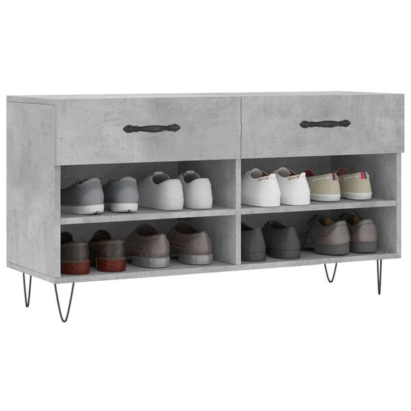vidaXL Panca Porta Scarpe Grigio Cemento 102x35x55cm Legno Multistrato