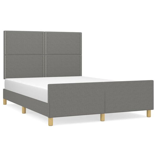 vidaXL Giroletto senza Materasso Grigio Scuro 140x190 cm Tessuto