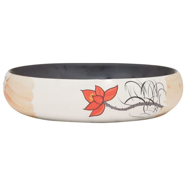 vidaXL Lavabo da Appoggio Multicolore Ovale 59x40x15 cm Ceramica