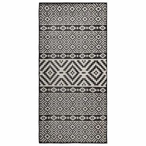 vidaXL Tappeto da Esterni a Tessitura Piatta 80x150 cm Strisce Nere