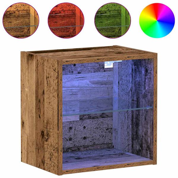 vidaXL Mensola galleggiante con luce LED Marrone 40 x 28,5 x 40 cm