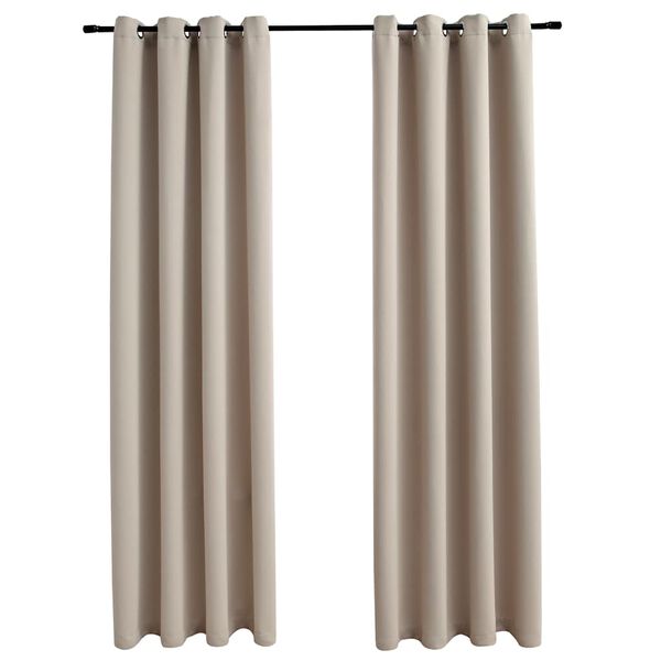 vidaXL Tende Oscuranti con Anelli in Metallo 2 pz Beige 140x245 cm