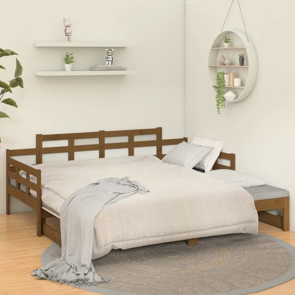 vidaXL Dormeuse Estraibile Ambra Legno Massello di Pino 2x(90x190)cm