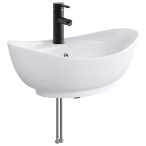 vidaXL Lavabo con rubinetto e scarico Nero Opaco 59 x 35 x 21 cm