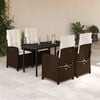 vidaXL Set da Pranzo da Giardino 5pz con Cuscini in Polyrattan Marrone