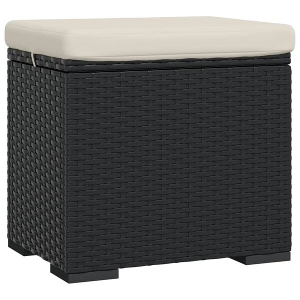 vidaXL Ottomana con Cuscino Nero 40x30x40 cm in Polyrattan