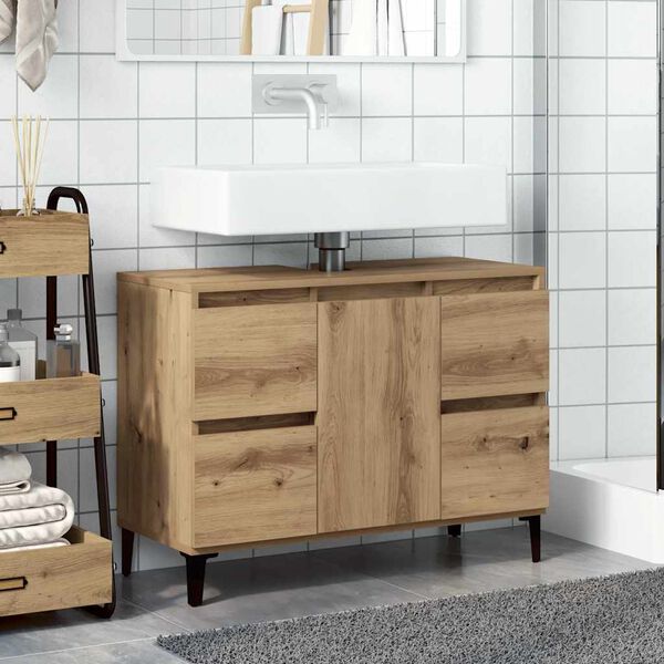 vidaXL Mobile Lavabo Rovere Artigianale 80x33x60 cm Legno Multistrato