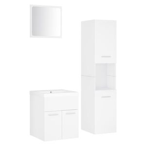 vidaXL Set Mobili da Bagno Bianco in Legno Multistrato