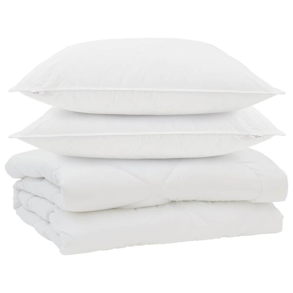 vidaXL Piumone con cuscino 3 pcs Bianco Microfibra