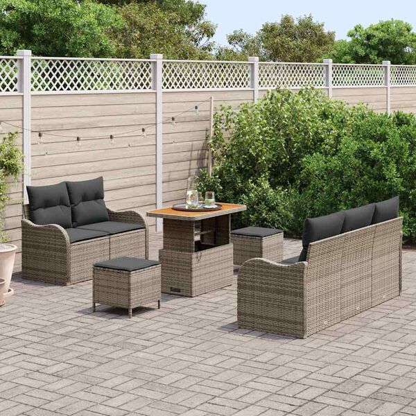 vidaXL Set Divano da Giardino 8 pcs Grigio polyrattan