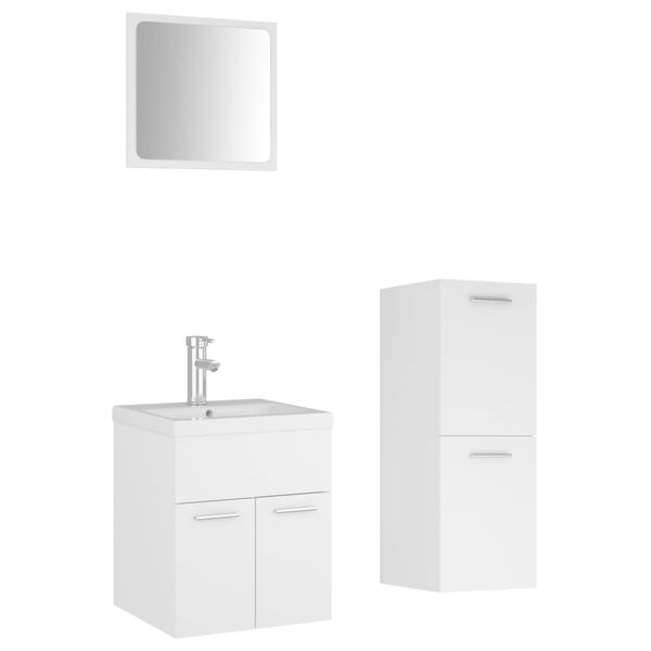 vidaXL Set Mobili da Bagno Bianco in Legno Multistrato
