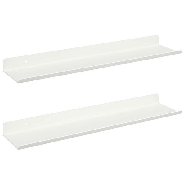 vidaXL Mensola sospesa 2 pcs Bianco 100 x 9 x 2,5 cm Acciaio