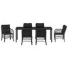 vidaXL Set da Pranzo per Giardino con cuscino 7 pcs Nero polyrattan
