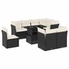 vidaXL Set Divani da Giardino 9 pz con Cuscini Nero in Polyrattan