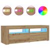 vidaXL Comodini 2 pz con Luci LED Rovere Artigianale 60x35x40 cm
