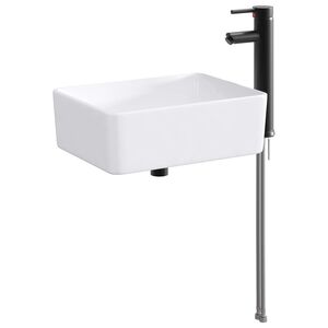 vidaXL Lavabo con rubinetto e scarico Nero Opaco 40,5 x 30,5 x 13 cm