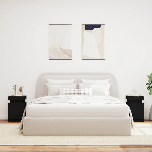 vidaXL Comodini con Luci LED 2pz Neri 35x39x55 cm