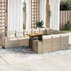vidaXL Divano da Giardino 10 pz con Cuscini Beige in Polyrattan Acacia