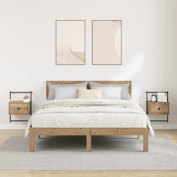 vidaXL Armadio da Notte 2 pcs Rovere artigianale 35 x 30 x 51 cm