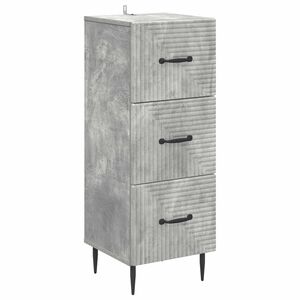 vidaXL Mobile con Cassetti Grigio Cemento 33 x 34,5 x 89,5 cm