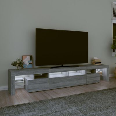 vidaXL Mobile Porta TV con Luci LED Grigio Sonoma 230x36,5x40 cm