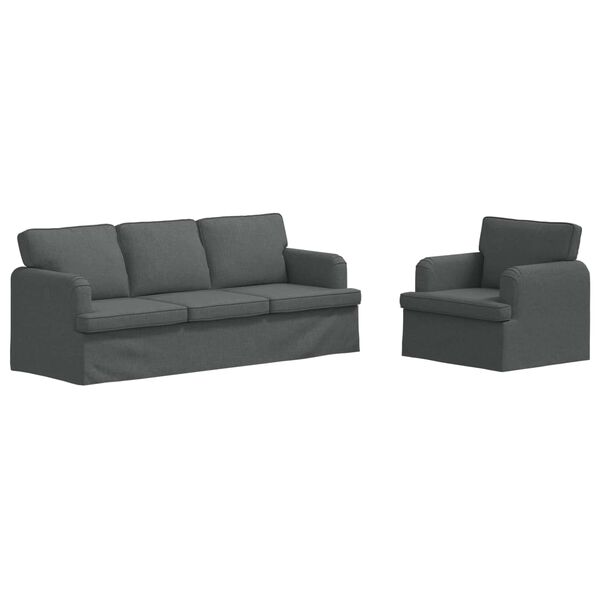 vidaXL Set di divani 2 pcs Grigio scuro 144 x 80 x 85 cm Tessuto