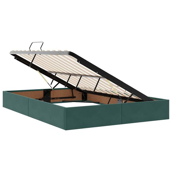 vidaXL Letto con contenitore e LED Verde Scuro 140 x 190 cm Velluto