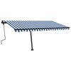vidaXL Tenda da Sole Retrattile Manuale con LED 450x300cm Blu e Bianca
