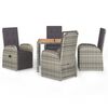 vidaXL Set da Pranzo da Giardino 5 pz con Cuscini in Polyrattan Grigio