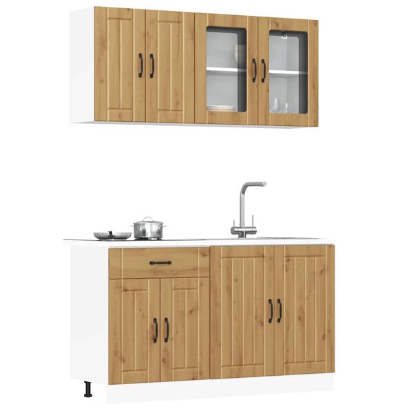 vidaXL Set Mobili da Cucina 4 pz Kalmar Rovere Artigianale Truciolato
