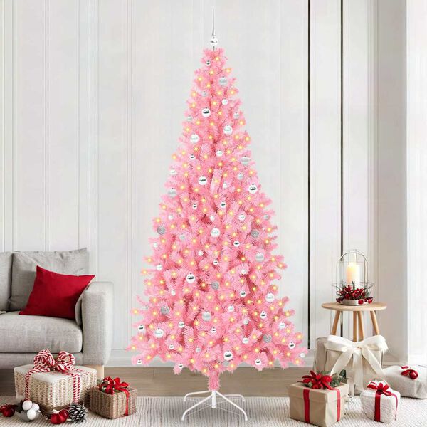 vidaXL Albero di Natale con 300 LED con supporto Rosa 240 cm PVC