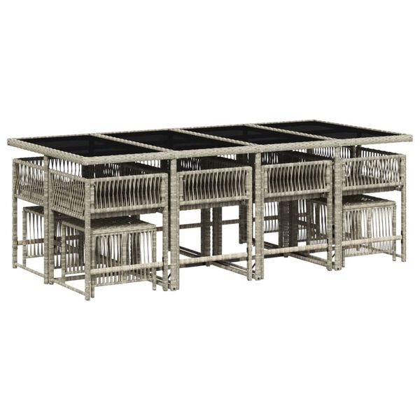 vidaXL Set da Pranzo da Giardino 13pz con Cuscini Grigio in Polyrattan